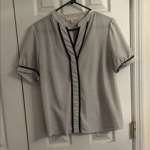 Monteau White Blouse with Black Trim